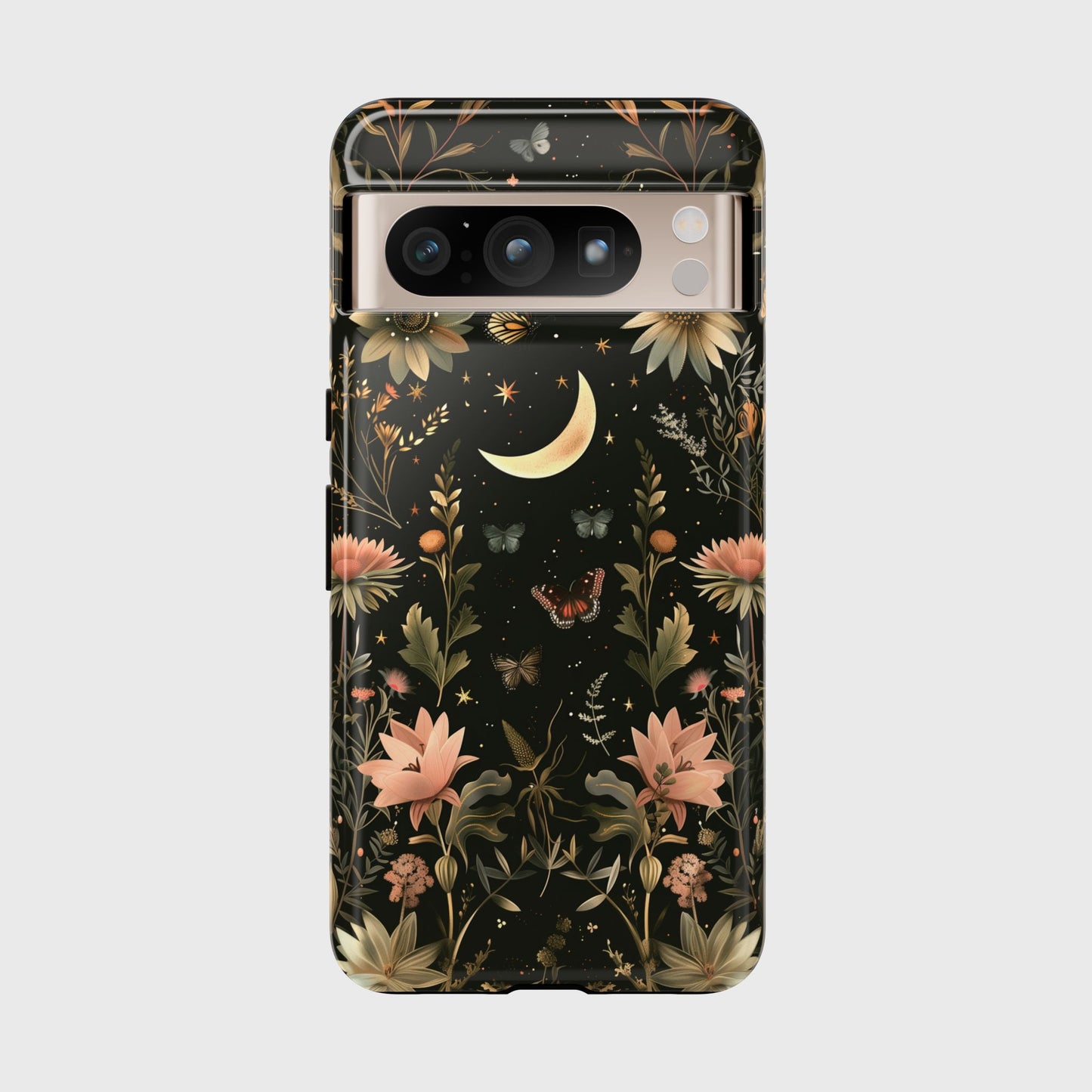 Cottagecore Celestial Moon Floral Design Phone Case for Google Pixel