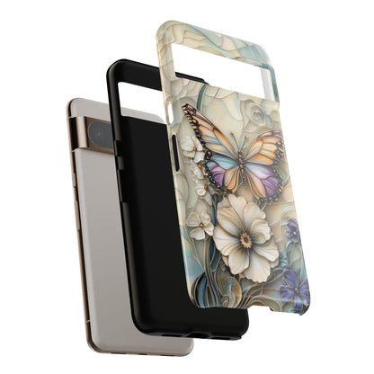 Elegant Butterfly & Flowers Stained Glass Design 2 Phone Case for Google Pixel