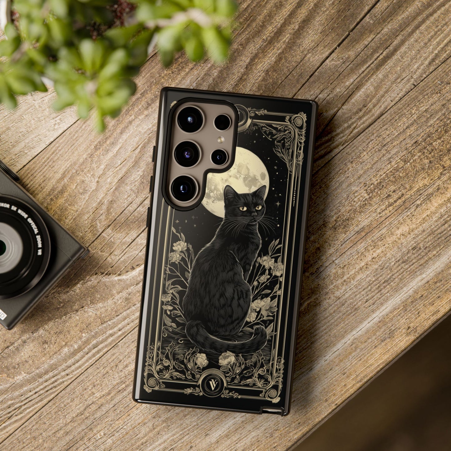 Black Cat Tarot Card Design Samsung Phone Case