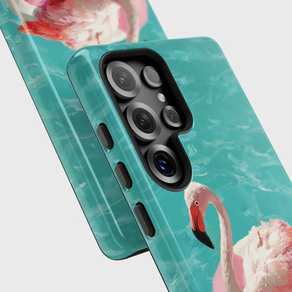 Out of Office Mode - The Poolside Flamingo Impressionist Summer Design Phone Case for Galaxy S series Phones