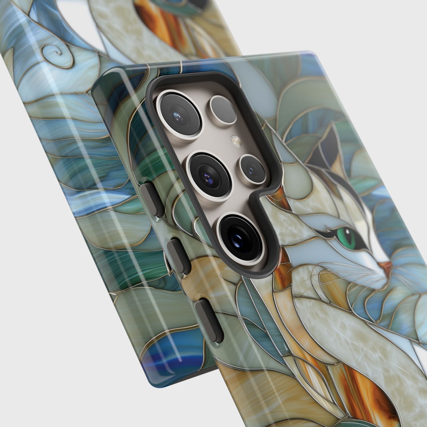 Cat Abstract Stained Glass Design Samsung Phone Case