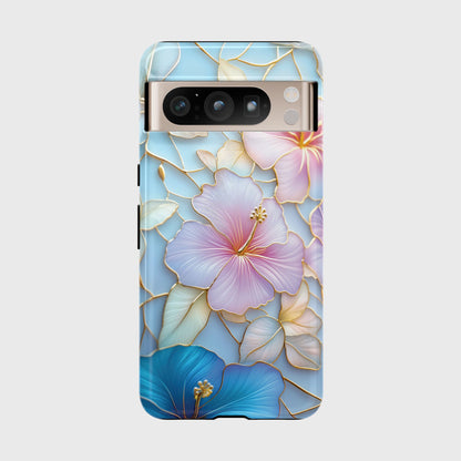 Pastel Hibiscus Stained Glass Design Phone Case for Google Pixel