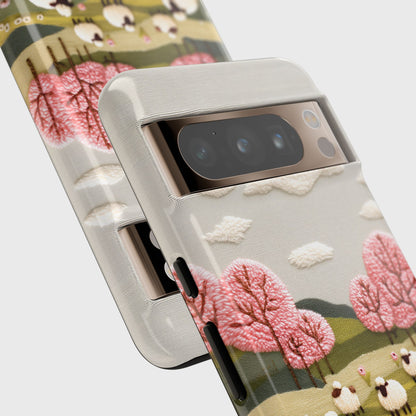The Embroidered Meadow – Faux Needlepoint Design Phone Case for Google Pixel