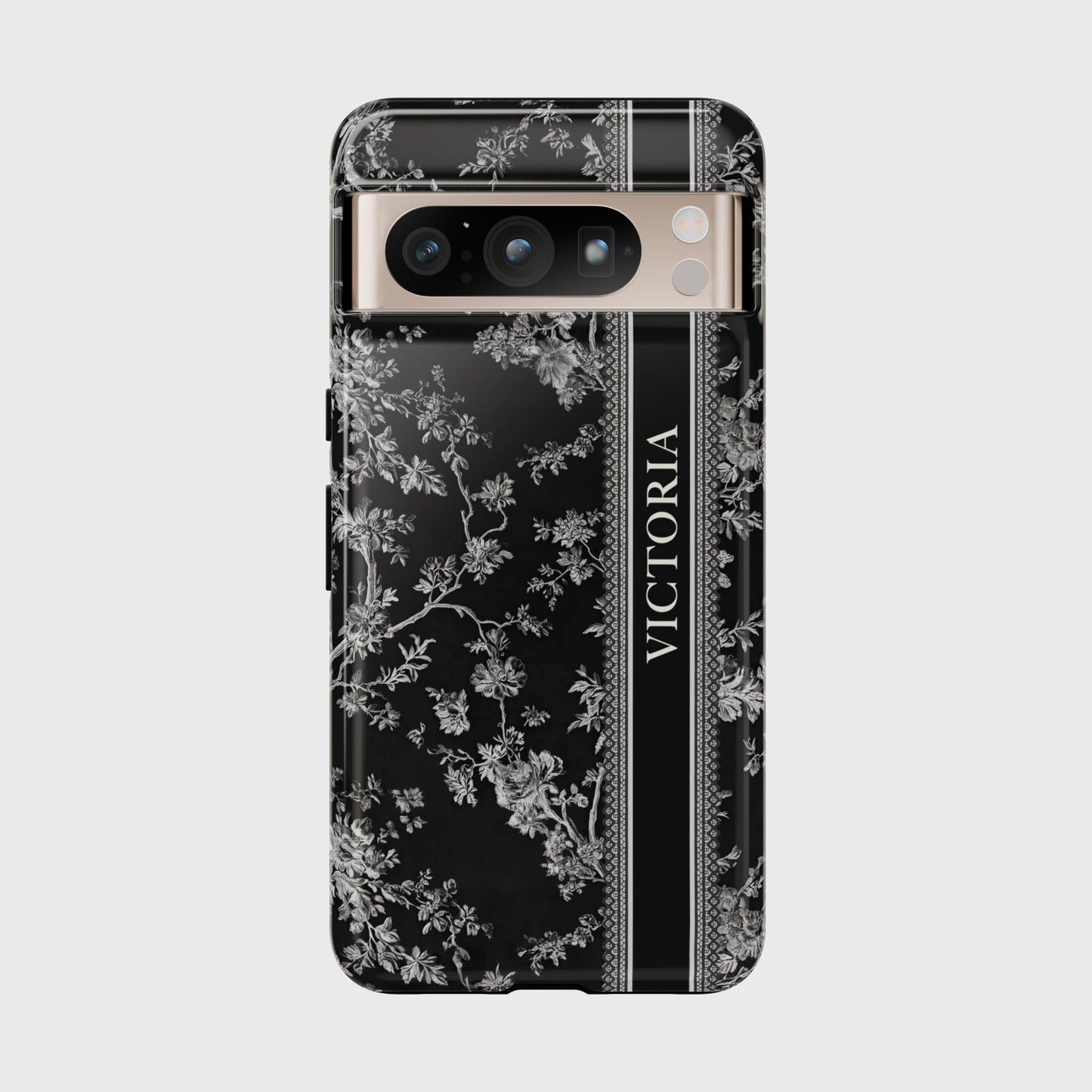 Personalisable Vintage Toile de Jouy Design (Black Edition) Phone Case for Google Pixel
