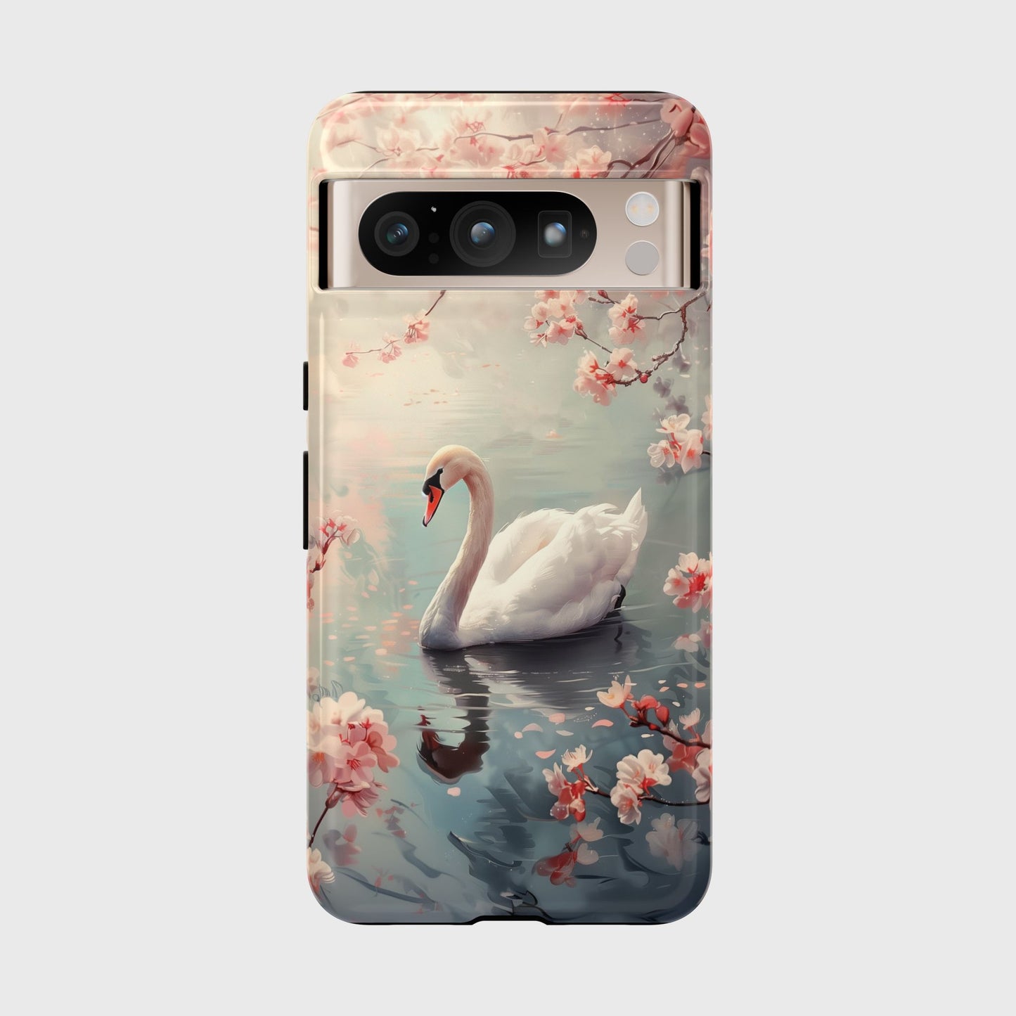 Cherry Blossoms around Elegant Swan Design Phone Case for Google Pixel