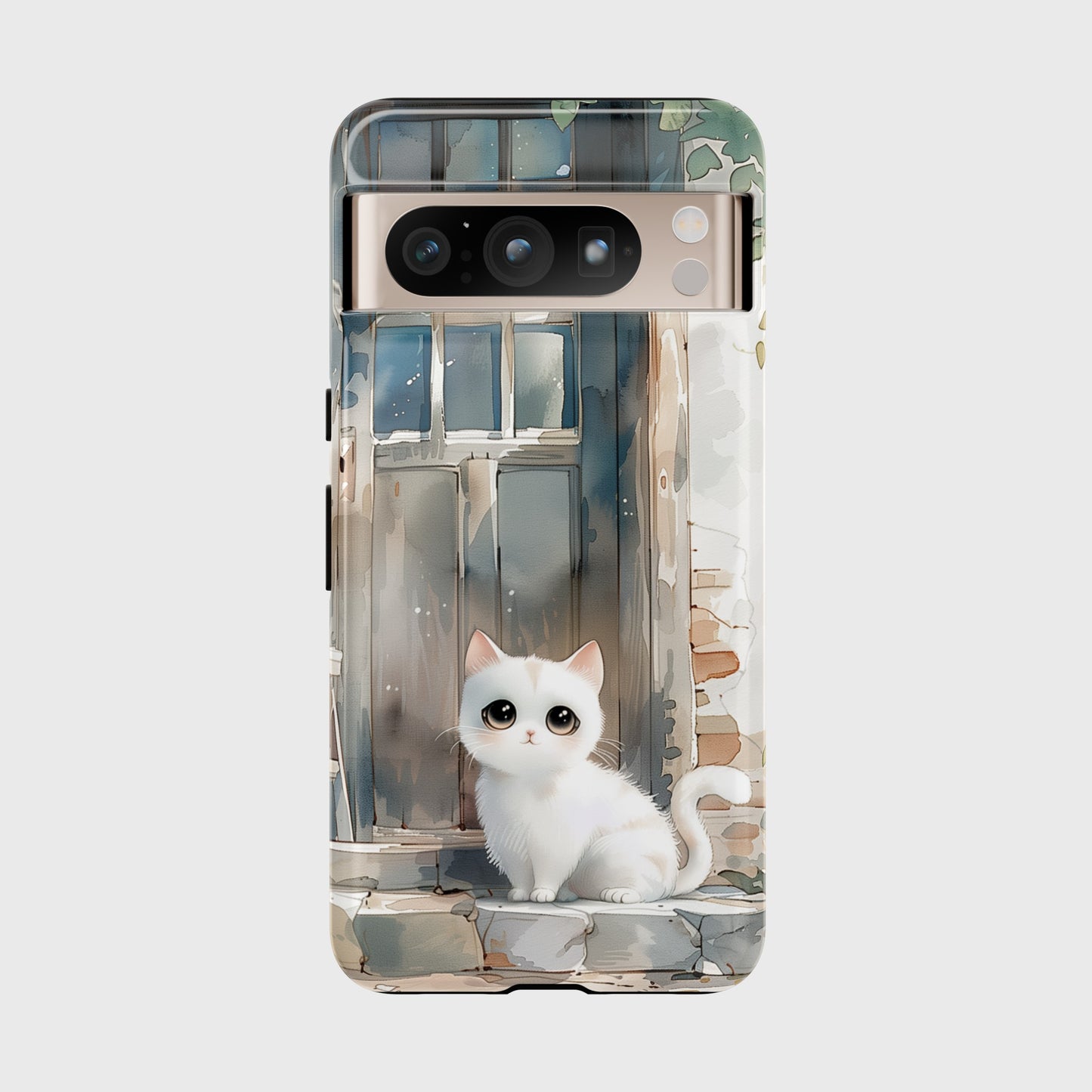 Cute White Cat Watercolour Art Design Google Pixel Phone Case