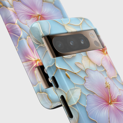 Pastel Hibiscus Stained Glass Design Phone Case for Google Pixel