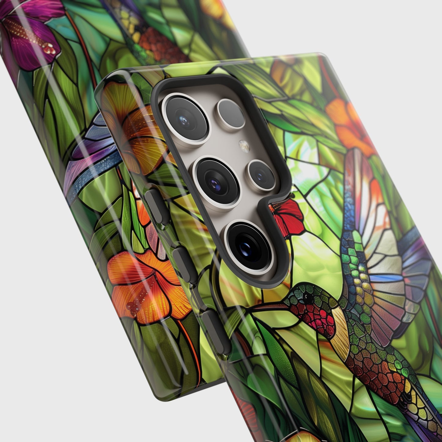 Colourful Hummingbird Stained Glass Design Samsung Phone Case