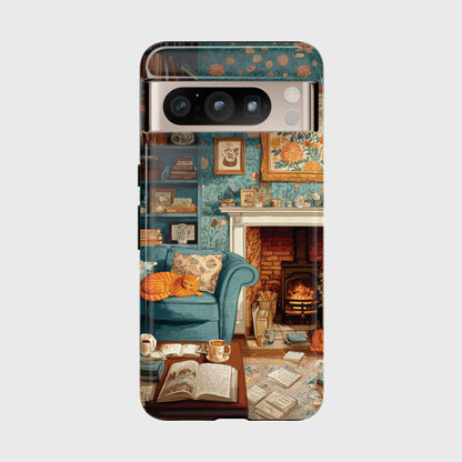 Vintage Cozy Fireplace Design Phone Case for Google Pixel