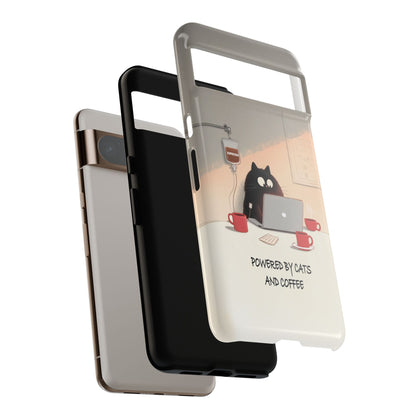 Powered by Cats and Coffee Design Phone Case for Google Pixel