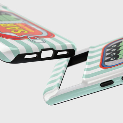 The Vintage Sardine Tin – Pop-Art Striped Design Phone Case for Google Pixel (Mint)