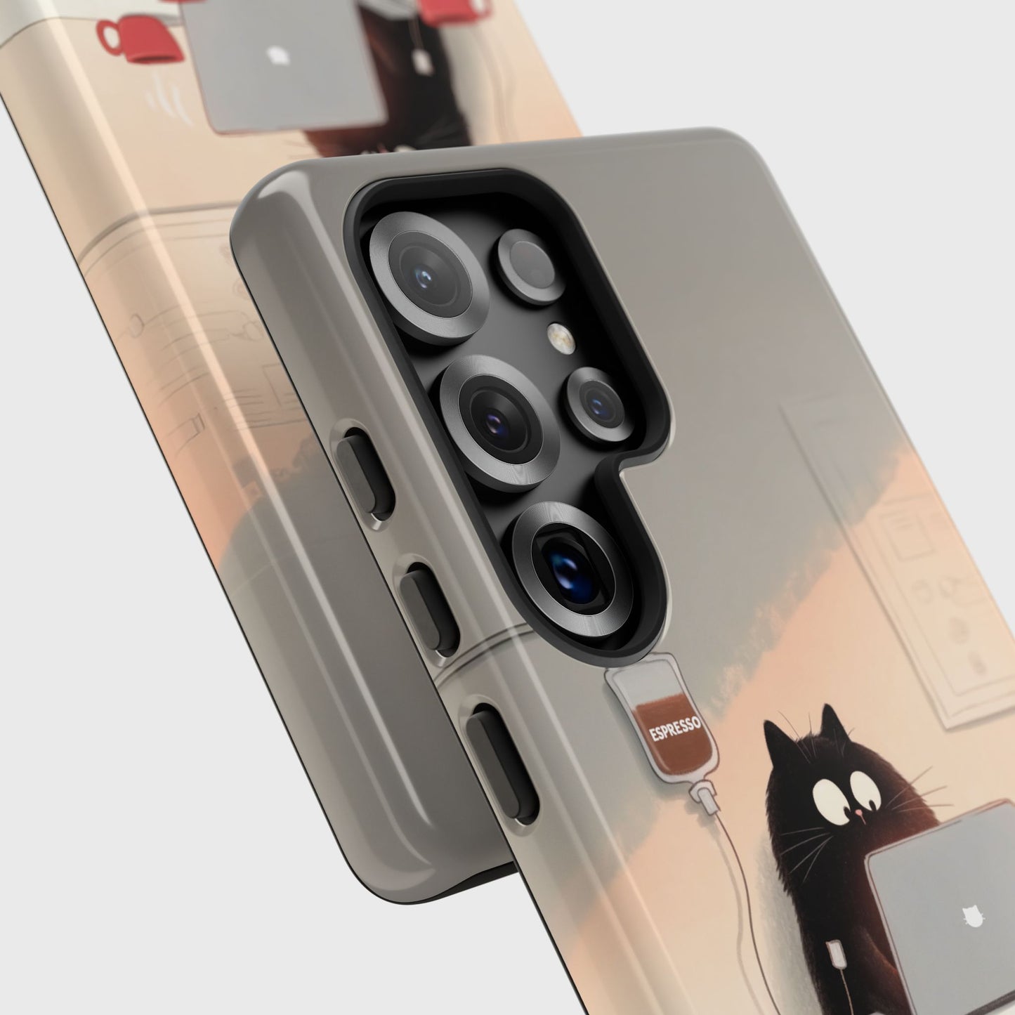 Powered by Cats and Coffee Design Phone Case for Galaxy S series Phones