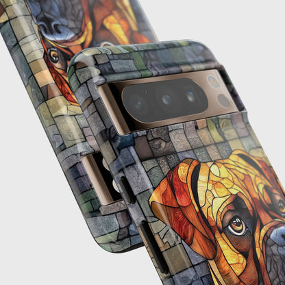 Boxer Dog Portrait Stained Glass Design Phone Case for Google Pixel