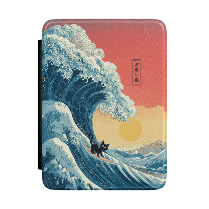 The Wave-Riding Neko – Sunset Surfer Kindle Case