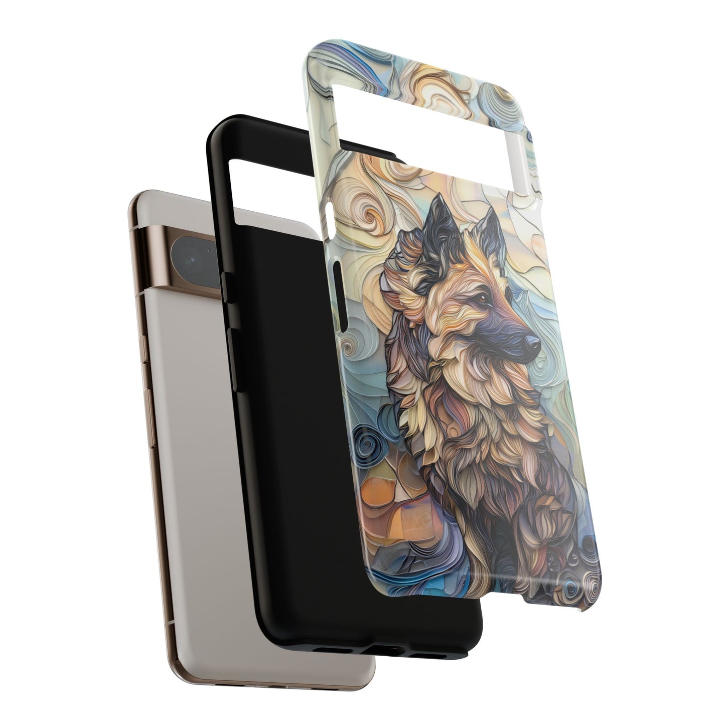German Shepherd Stained Glass Design Phone Case for Google Pixel