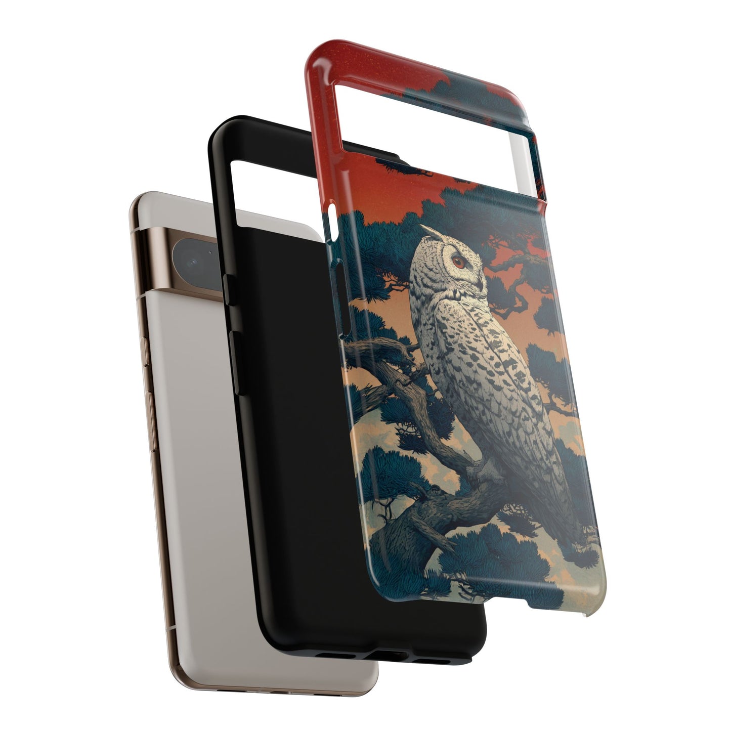 The Sunset Pine – Ukiyo-e Owl Design Phone Case for Google Pixel