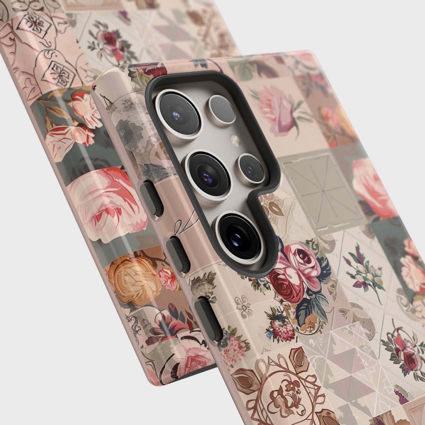 Pink Floral Quilt Patchwork Design Samsung Phone Case