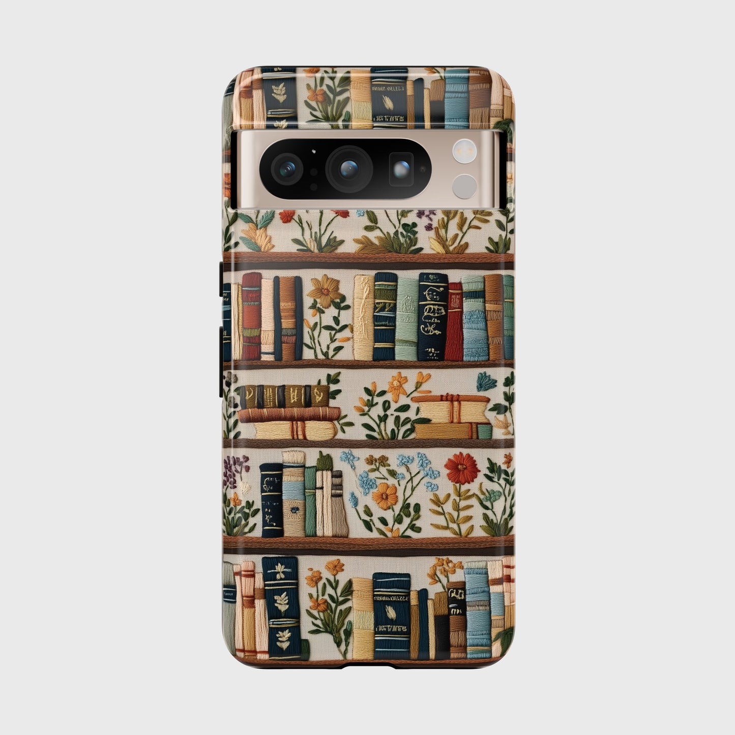 Floral Bookshelf Embroidery Art Design Google Pixel Phone Case