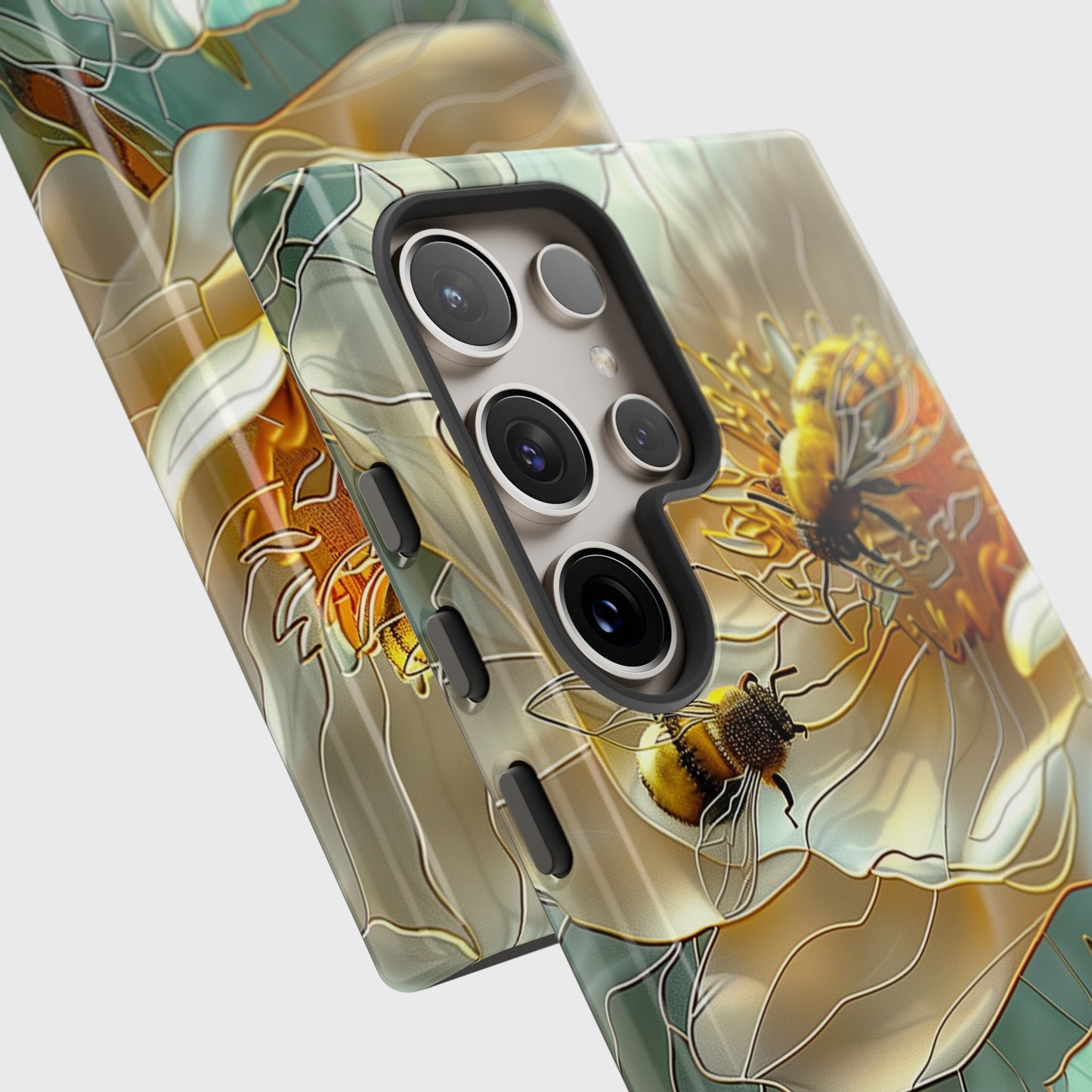 Bees on Flower Stained Glass Design Samsung Phone Case
