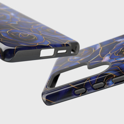 Blue Roses Pattern Stained Glass Design Phone Case for Galaxy S series Phones