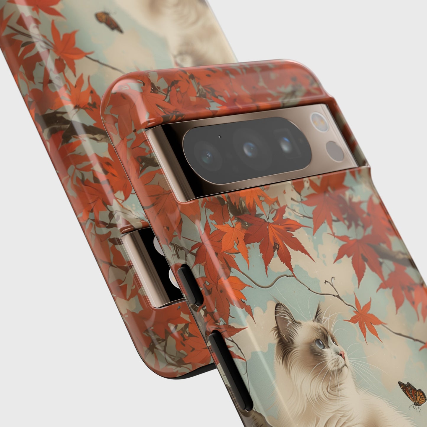 Retro Ragdoll Cat on Maple Tree Design Google Pixel Phone Case