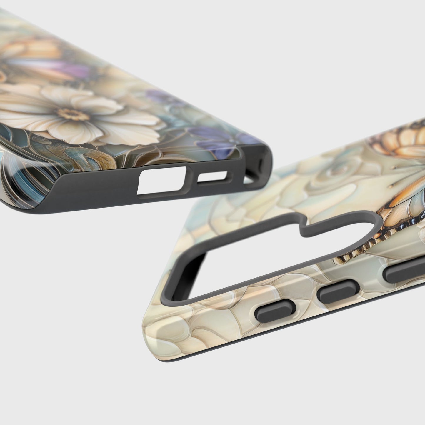 Elegant Butterfly & Flowers Stained Glass Design 2 Phone Case for Galaxy S series Phones