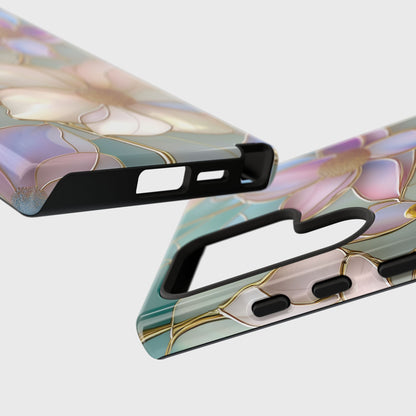 Elegant Floral Stained Glass Effect Design Case for Galaxy S series Phones