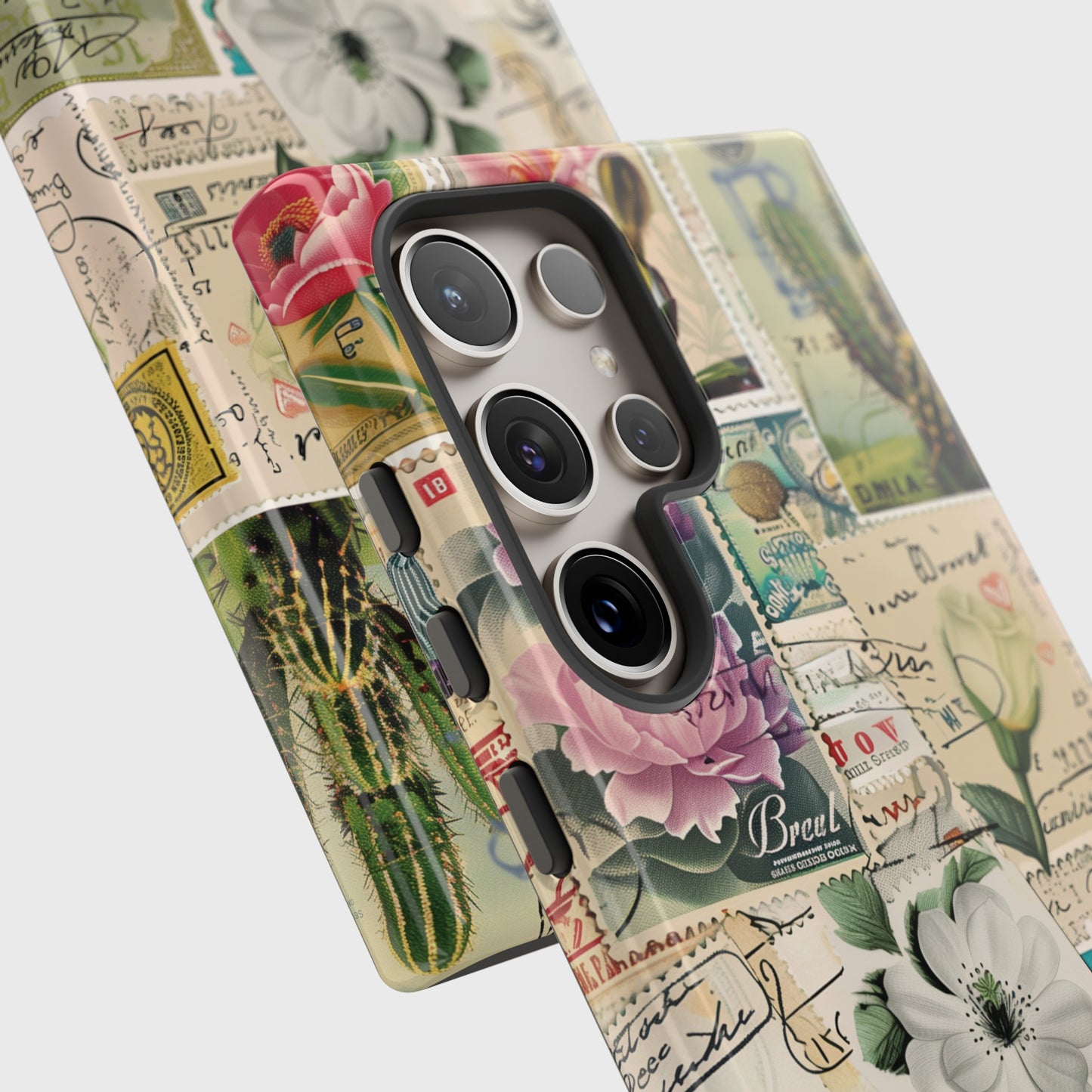 Vintage Botanical Floral Stamps Collage Design Samsung Phone Case