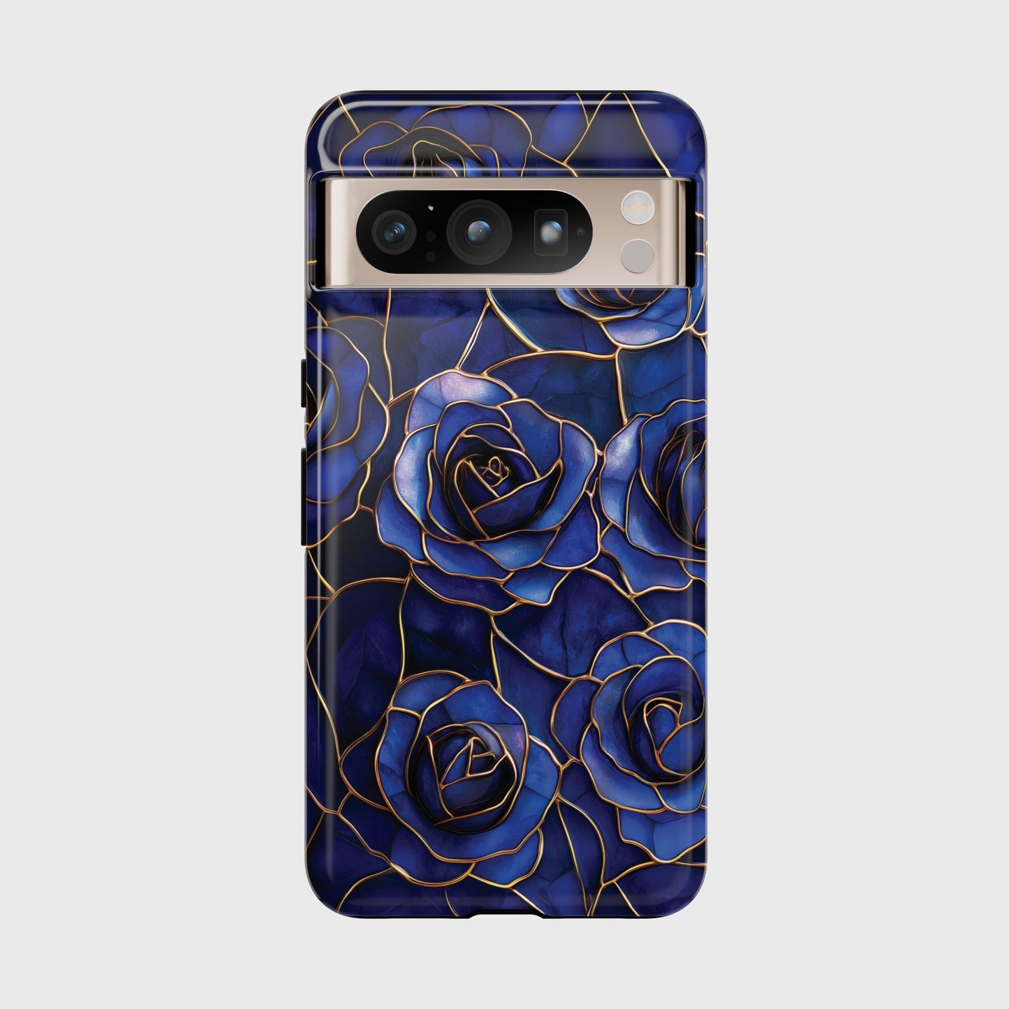 Blue Roses Pattern Stained Glass Design Phone Case for Google Pixel