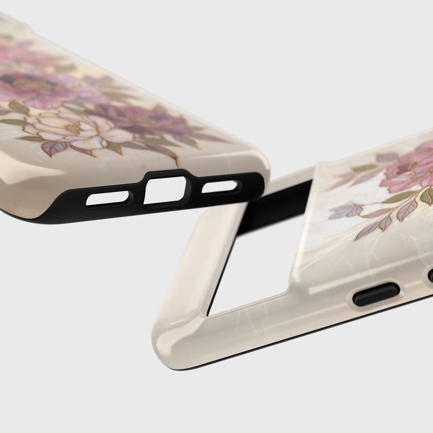 The Cloisonné Peony – Faux Stained Glass & Pearl Design Phone Case for Google Pixel