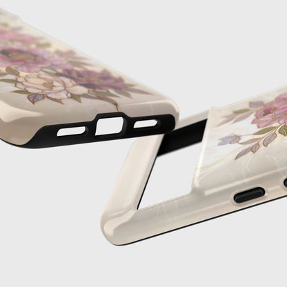The Cloisonné Peony – Faux Stained Glass & Pearl Design Phone Case for Google Pixel