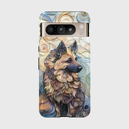 German Shepherd Stained Glass Design Phone Case for Google Pixel