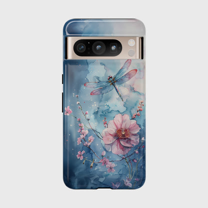 Watercolor Floral Dragonfly Design Google Pixel Phone Case