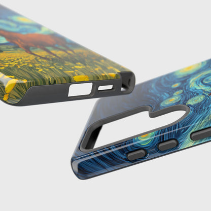 Starry Night Stallion Design Phone Case for Galaxy S series Phones