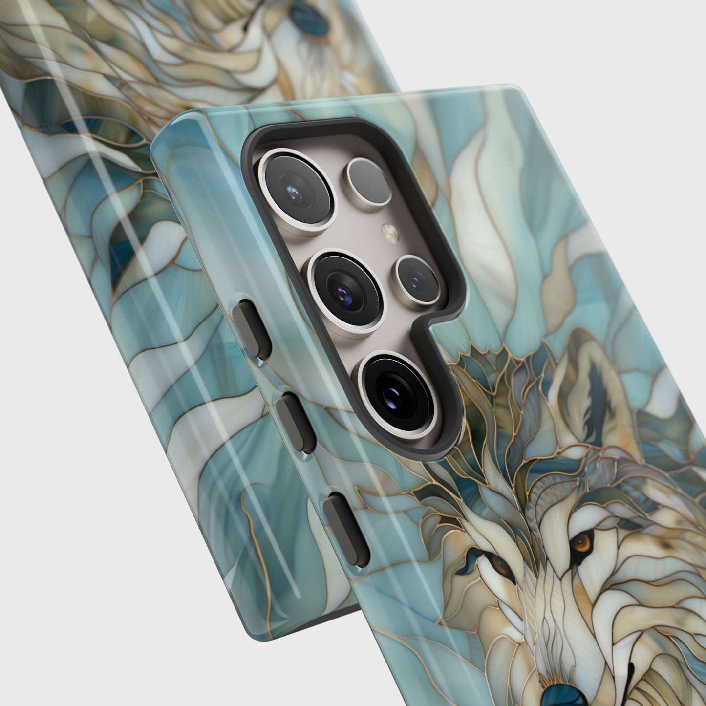 Majestic Wolf Stained Glass Design Samsung Phone Case