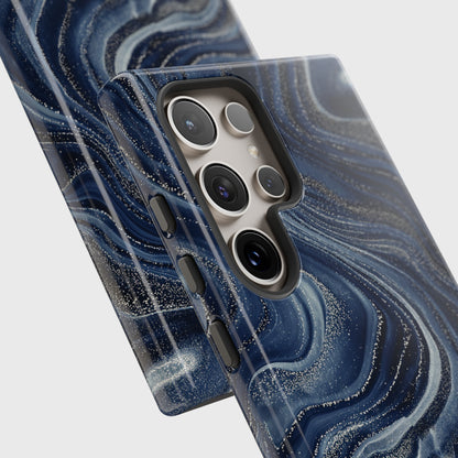 Navy Universe Marble Design Samsung Phone Case