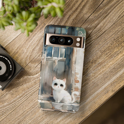 Cute White Cat Watercolour Art Design Google Pixel Phone Case