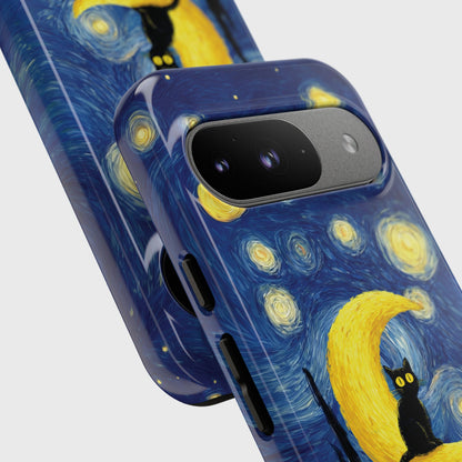The Starry Night Feline – Fine Art Parody Design Phone Case for Google Pixel
