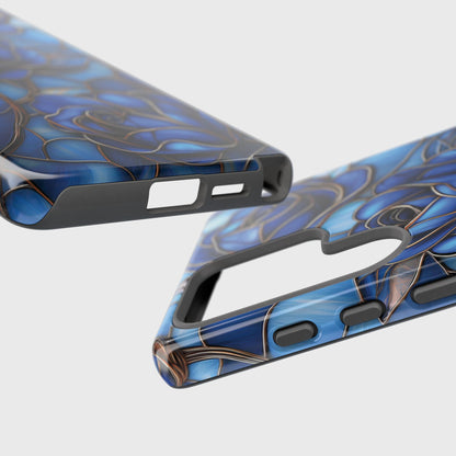 Blue Roses Stained Glass Design Phone Case for Galaxy S series Phones