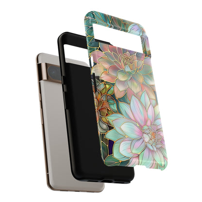 Pastel Dahlia Flowers Stained Glass Design Google Pixel Phone Case