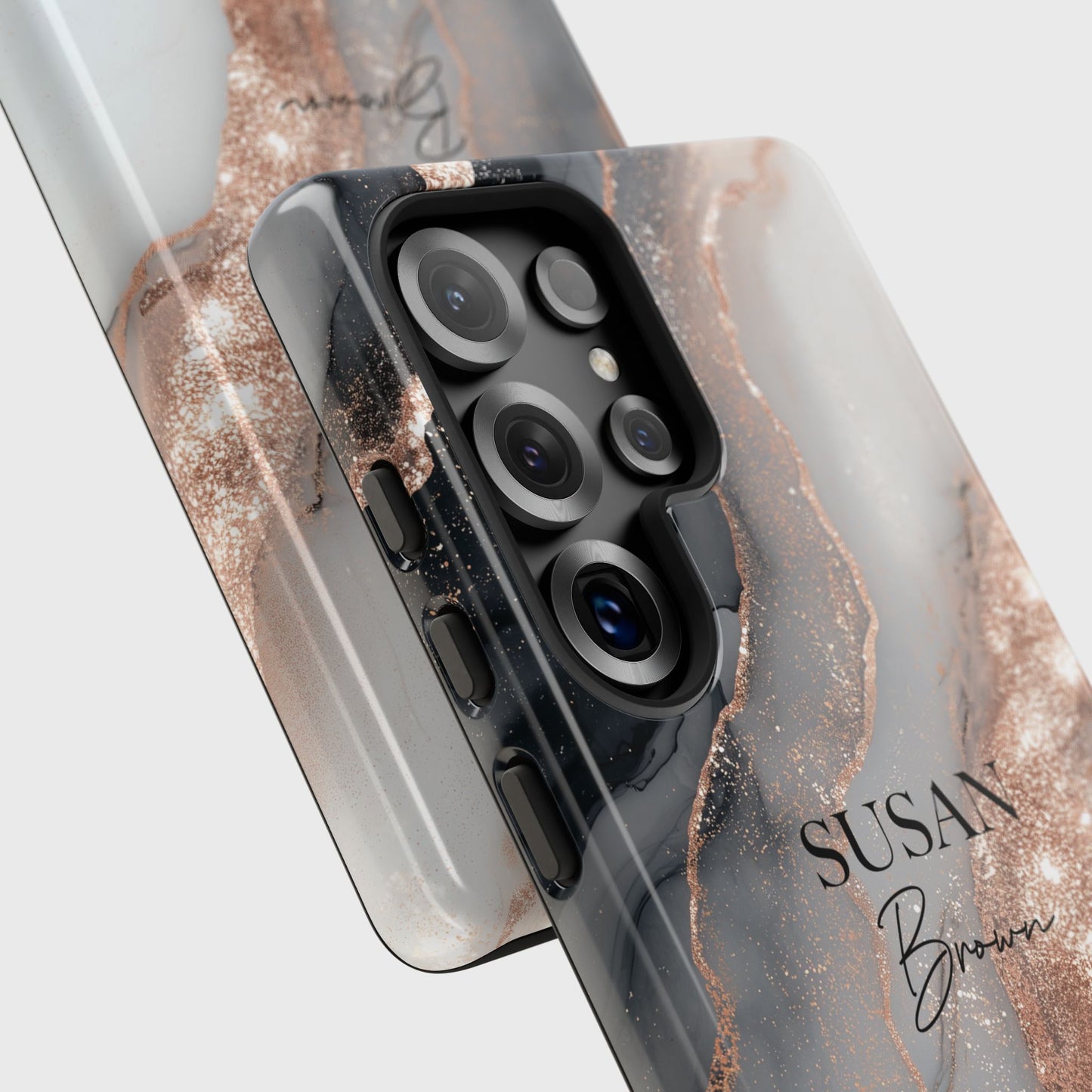 Personalisable Luxury RoseGold Marble Design Phone Case for Galaxy S series Phones