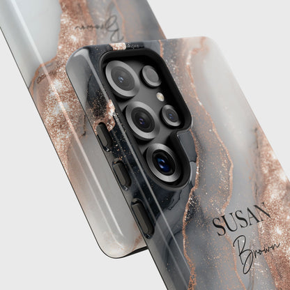 Personalisable Luxury RoseGold Marble Design Phone Case for Galaxy S series Phones