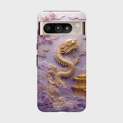 3D Effect Dragon & Floral Asian Art Design Google Pixel Phone Case