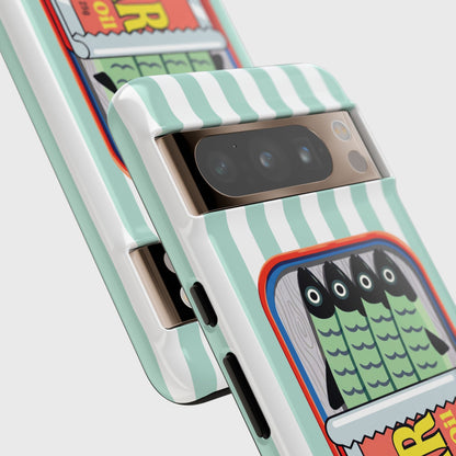 The Vintage Sardine Tin – Pop-Art Striped Design Phone Case for Google Pixel (Mint)