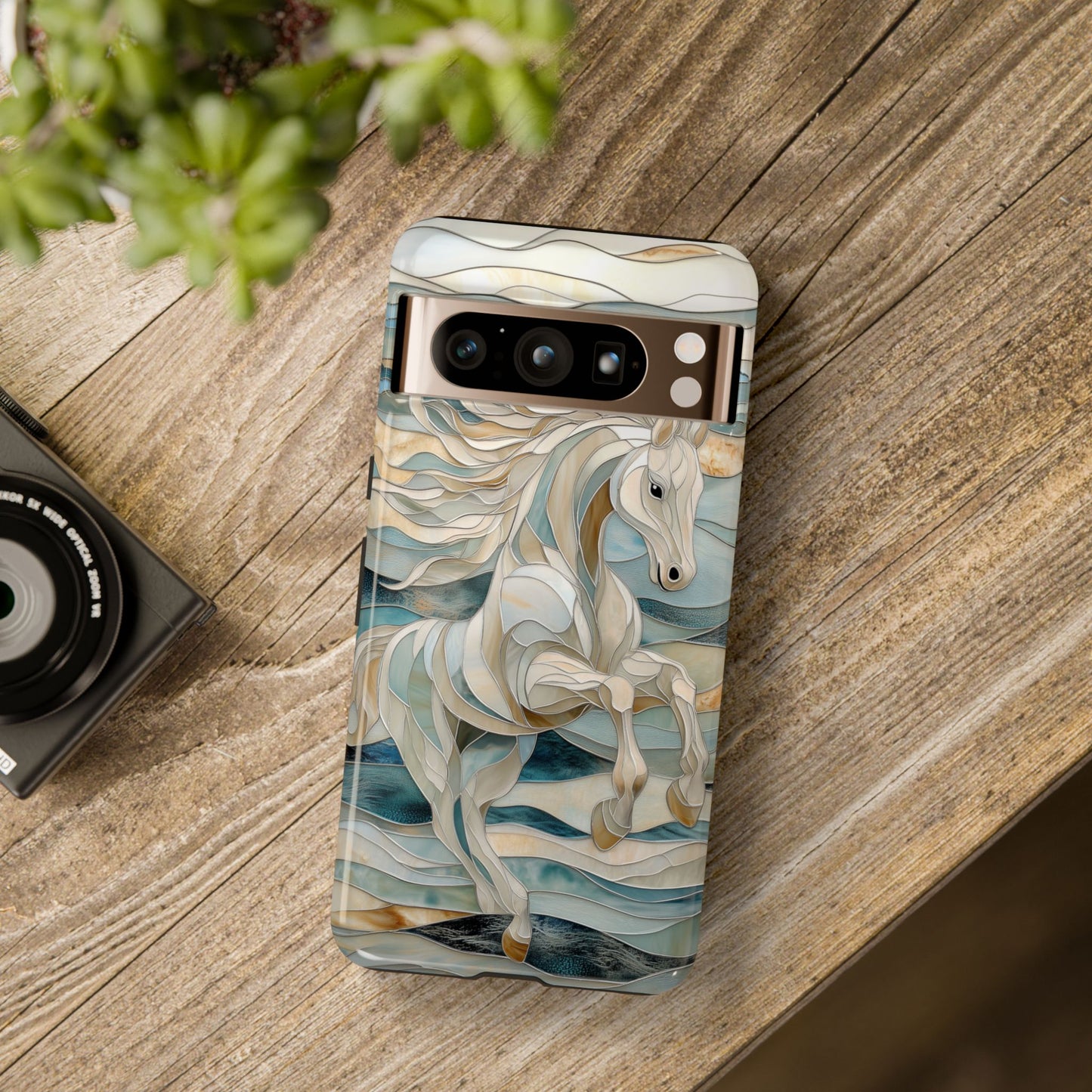 White Horse Stained Glass Design Google Pixel Phone Case