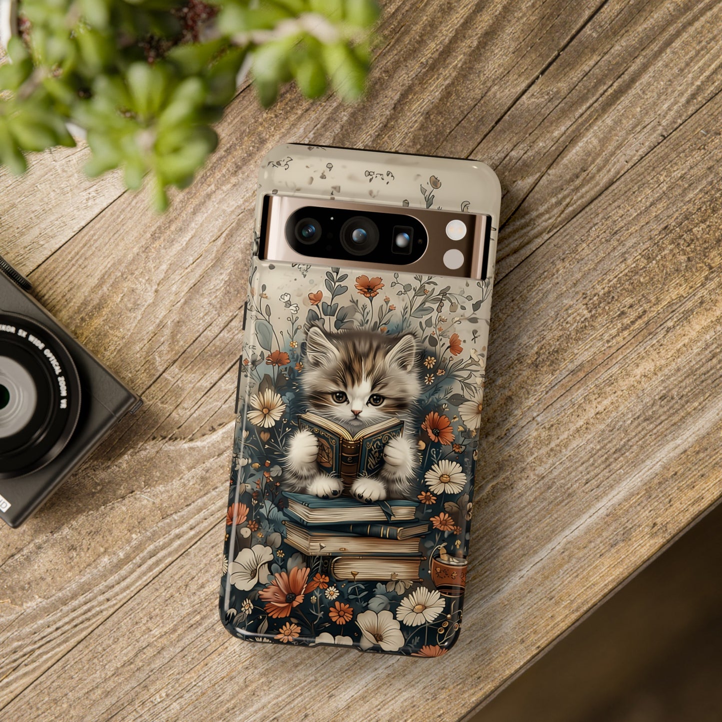 Cute Book Reading Cat Design Google Pixel Phone Case