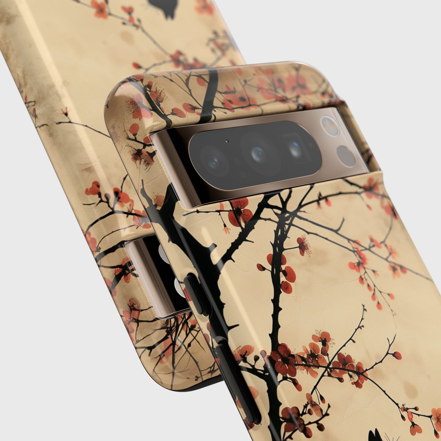 Cat Silhouette under Cherry Blossom Design Google Pixel Phone Case