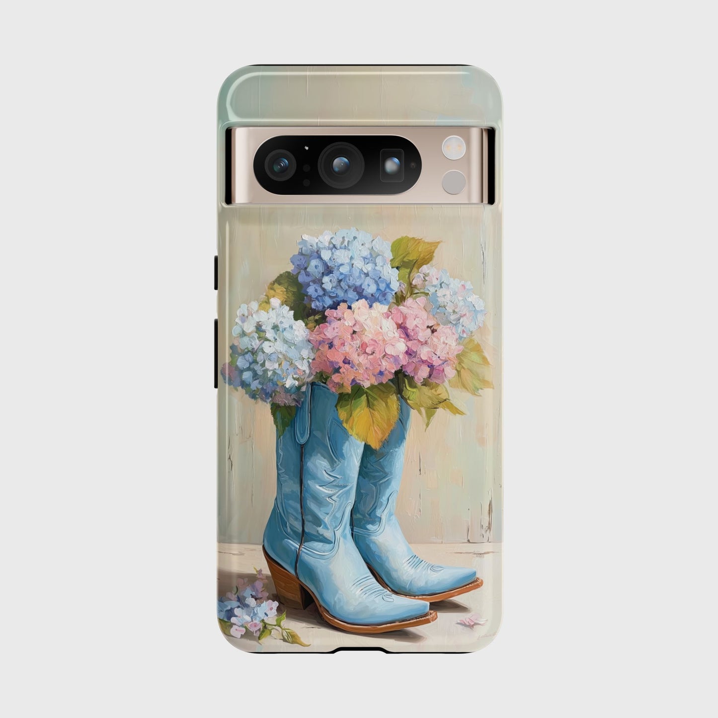 The Country Coquette – Impasto Boot & Hydrangea Design Phone Case for Google Pixel