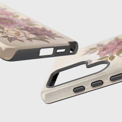 The Cloisonné Peony – Faux Stained Glass & Pearl Design Phone Case for Galaxy S series Phones