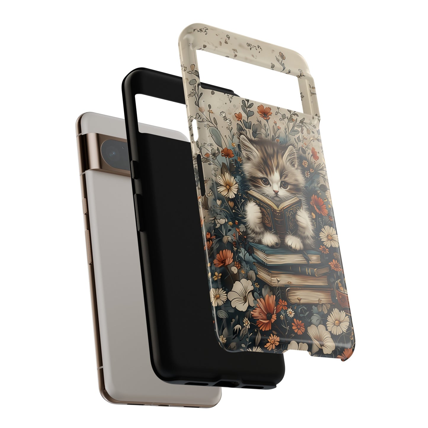 Cute Book Reading Cat Design Google Pixel Phone Case